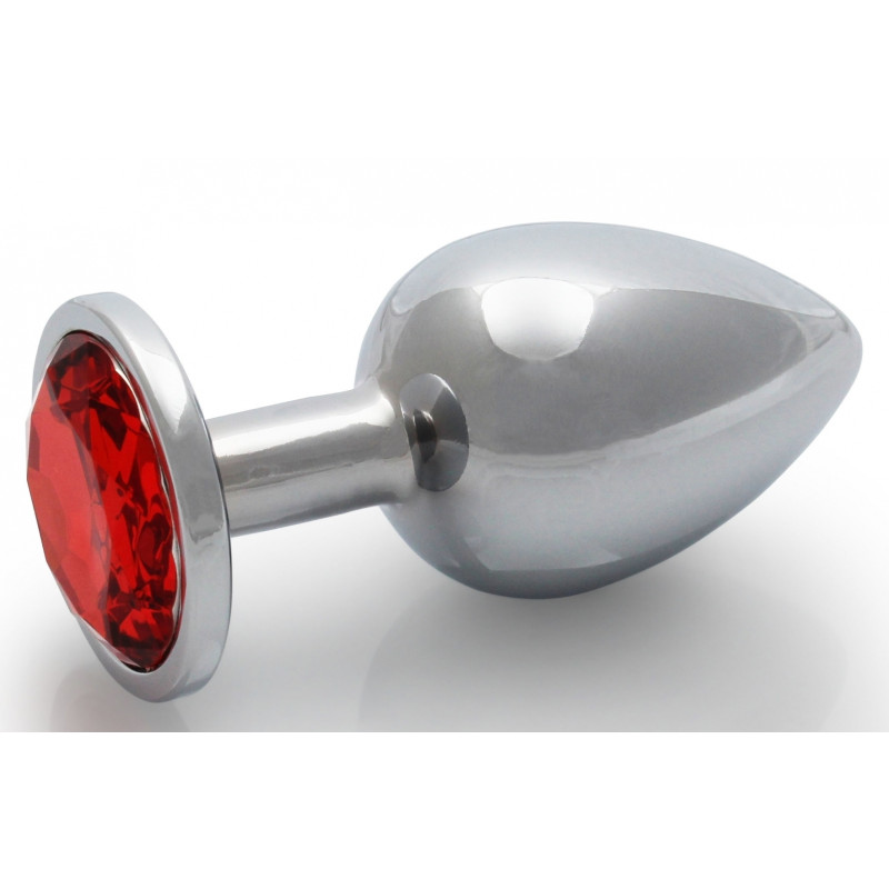 Ouch! Bijou anal Round Gem M 7 x 3.3 cm Argenté-Rouge